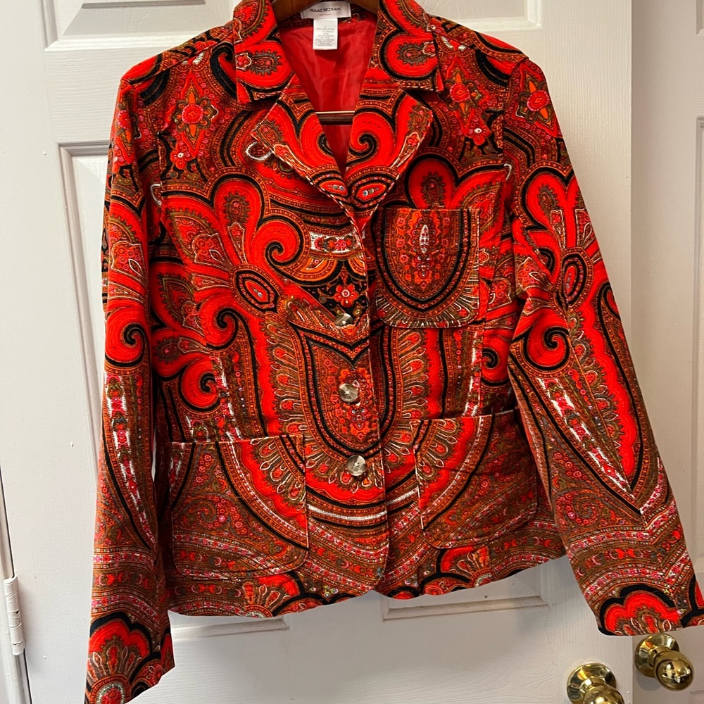 Vintage Isaac Mizrahi paisley red jacket